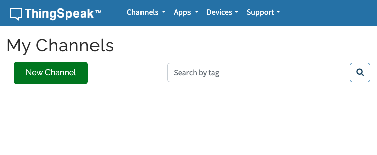 ThingSpeak My Channels page